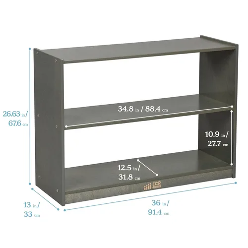 Vista 3 de ECR4Kids Gabinete de almacenamiento móvil de isla con 2 estantes, Muebles para aulas, Lavado gris