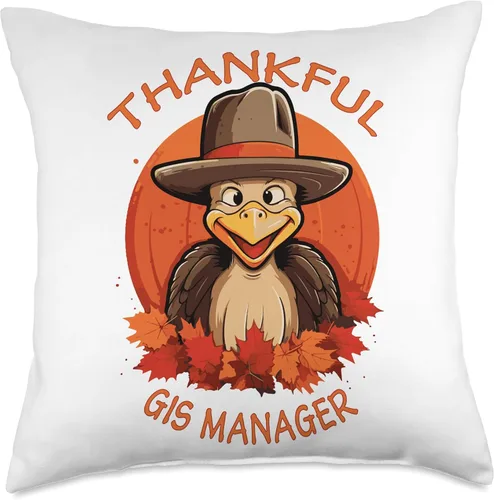 Vista 4 de GIS MANAGER Gifts GIS Manager Funny Thanksgiving Turkey & Fall Throw Pillow, 16x16, Multicolor