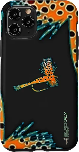 Vista 27 de Funda para iPhone 16 con mosca y pesca con moscas secas de piel de trucha por Black Fly Case