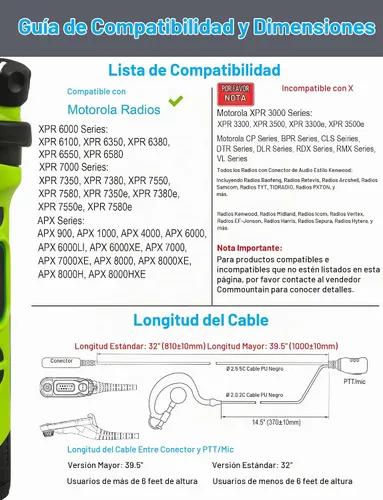 Vista 7 de commountain APX-6000 XPR-7550e - Auricular con micrófono compatible con radios Motorola APX-8000 (7000 4000) XPR-7350e (7580e 7380e 7550 7350)