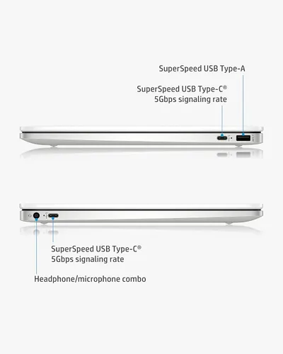 Vista 5 de HP Chromebook 14 Laptop, procesador Intel Celeron N4000, 4 GB de RAM, 32 GB eMMC, pantalla HD de 14", Chrome, computadora ligera con cámara web