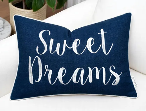 Vista 10 de Rudransha Sweet Dreams - Funda de almohada lumbar gris oscuro de 12 x 18 pulgadas, funda de cojín de algodón con cita bordada, buena noche de sueño