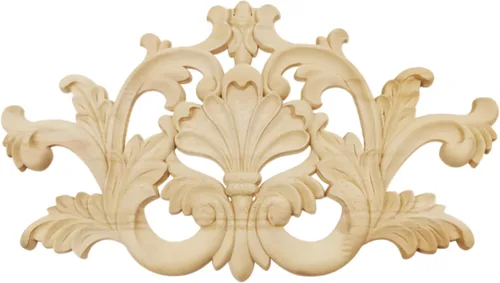 Vista 14 de Apliques de madera tallada Onlay sin pintar, apliques de madera y onlays para muebles (10,24x18 cm/ 9.06"x7.87")