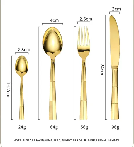 Vista 6 de 16-Piece Silverware,Service for 4，Serving Set,304 Stainless Steel Steak Knife, Fork and Spoon Hotel Creative Western Tableware Gift Set,Mirror Negro