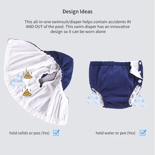 Vista 4 de IjnUhb Pañales de natación reutilizables para bebé, paquete de 2, pantalones lavables para niños de 0 a 3 años, clases de natación, regalos de ducha
