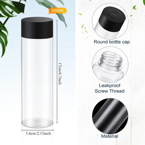 Vista 2 de Tanlade - 24 piezas de botellas de plástico transparentes vacías, botellas sensoriales con tapas, de plástico PET, reutilizables, a prueba de fugas