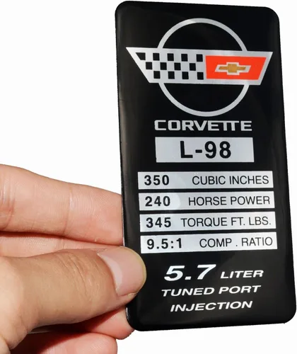 Vista 2 de 1 placa de identificación de motor C4 Corvette 1987 L98, placa de datos de metal, placa de identificación 3D, repuesto para Corvette