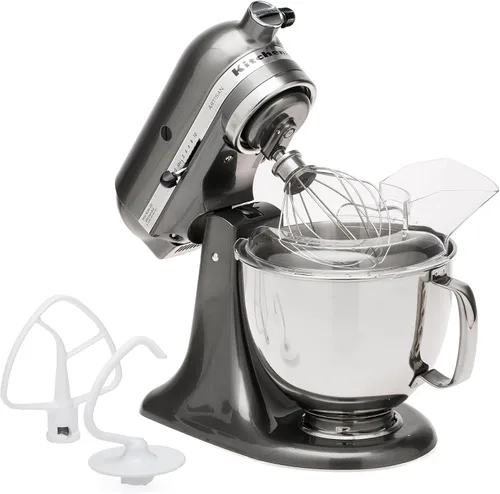 Vista 8 de KitchenAid KSM150PSCV Artisan Series Batidora de pie de 5 cuartos con escudo vertedor - Caviar