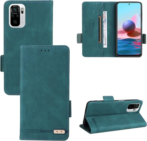 Vista 12 de Compatible con Xiaomi Redmi Note 10 4G/Note 10S, cubierta trasera magnética con tapa plegable de cuero con ranura para tarjetero Negro