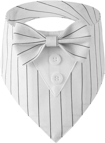 Vista 7 de Bandana de esmoquin, collar ajustable para mascotas con lazo para perros pequeños, medianos y grandes, ropa formal de boda, regalos de cumpleaños