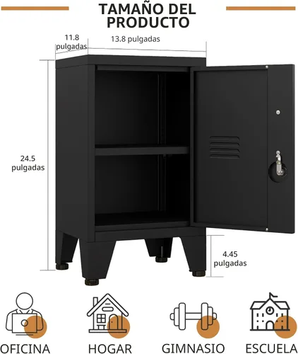Vista 3 de Gabinete de almacenamiento de casillero de metal de 24.5"H con cerradura - Gabinete pequeño con cerradura para empleados, gabinete de casillero