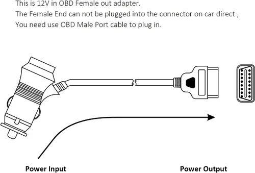Vista 4 de Encendedor con botón de interruptor a OBD2 16Pin conector hembra ECU Cable 12V DC Fuente de alimentación (1M/3.3ft) Cambiar encendedor