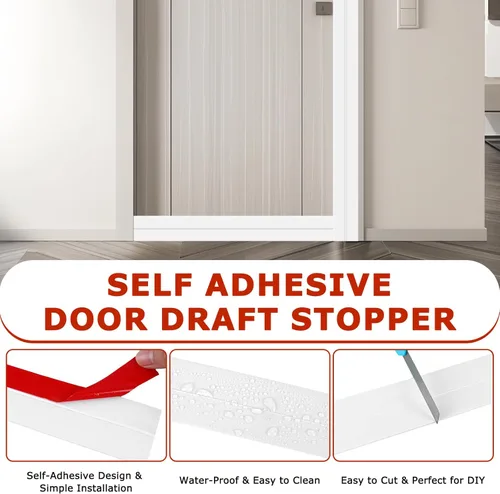 Vista 4 de Burlete autoadhesivo para puerta, tapón flexible para puerta de ducha, sello inferior de silicona para ventanas corredizas de vidrio y espacios