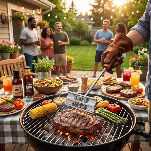 Vista 3 de CHICIRIS Hierro de marca de carne para barbacoa, hierro de marca personalizado de acero inoxidable con letras intercambiables para hamburguesa