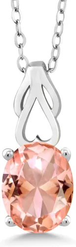 Vista 70 de Gem Stone King Collar de plata de ley 925 con piedra natal ovalada de 0.354 x 0.276 in Collar con colgante solitario para mujer Con cadena