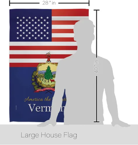 Vista 2 de Americana Home & Garden US Vermont House Bandera Pack Estados Regionales Estados Americanos Territorios República País Particular Área Bordado