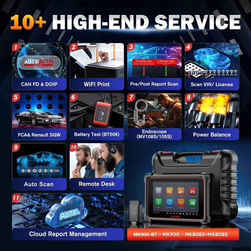 Vista 7 de Autel Escáner MaxiCOM MK900BT, 2026 MK900-BT V2.0 Herramienta de diagnóstico bidireccional, 8 pulgadas hasta MK900 MX900 MK808S MK808BT MX808S