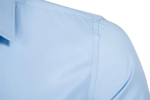 Vista 3 de DELCARINO Camisas de manga larga con botones para hombre, color liso, ajustado, informal, para negocios, formal, camisa de vestir