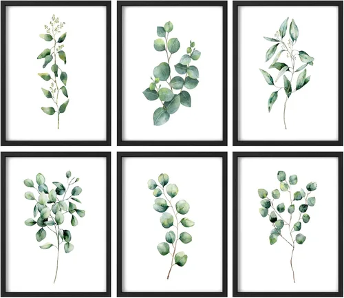 Vista 111 de Juego de galería de collage enmarcado para pared, diseño de plantas de flores de William Morris, ilustraciones de naturaleza silvestre, moderno