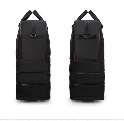 Vista 2 de Radefasun Bolsa de viaje Oxford expandible extra grande con ruedas, impermeable, ligera, plegable, maleta, Negro -, Equipaje extensible central
