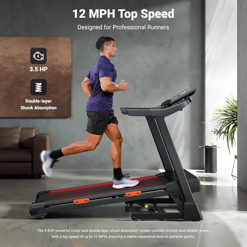 Vista 11 de THERUN Cinta de correr con inclinación automática al 20%, motor de 12 MPH y 3.5 HP, cinturón de correr grande de 55 x 20 pulgadas con consola