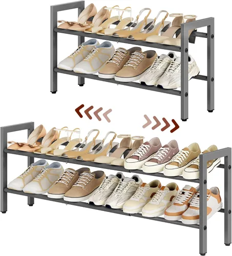 Vista 10 de FAVOOSTY Zapatero Expandible de 2 Niveles, Estante Ajustable para Zapatos Organizador de Almacenamiento que Ahorra Espacio de Metal Independiente