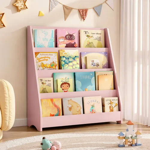 Vista 13 de Tatub Estantería de madera para niños de 4 niveles, color gris