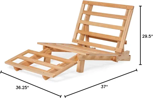 Vista 2 de Nirvana Futons Tumbona de futón doble con colchón de microfibra de madera maciza natural Fudge de microfibra