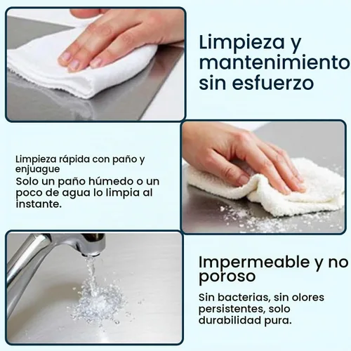 Vista 6 de Tabla de cortar de acero inoxidable para cocina, grado alimenticio 304, adecuada para carne, frutas, verduras y pan, tablas de cortar de gran