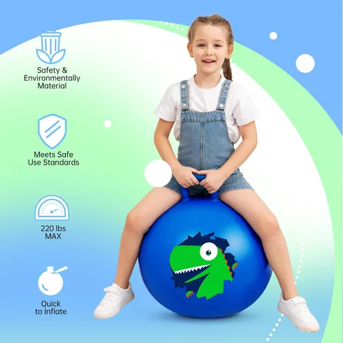 Vista 4 de ZOOJOY Hopper Ball, juguetes de salto para niños, pelota inflable de 18 pulgadas con asa para niños y niñas de 3 a 8 años, juguete inflable