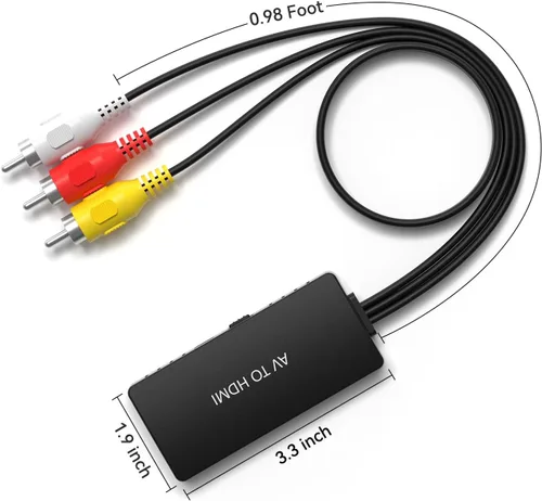 Vista 7 de Convertidor RCA macho a HDMI, adaptador compuesto CVBS AV a HDMI, interruptor de salida Full HD 720P/1080P para DVD, STB, VCR