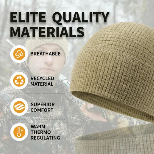 Vista 3 de 2 Pack Grid Fleece Beanie Watch Cap Waffle Beanie Tactical Army Military Skull Cap, All Weather Beanie