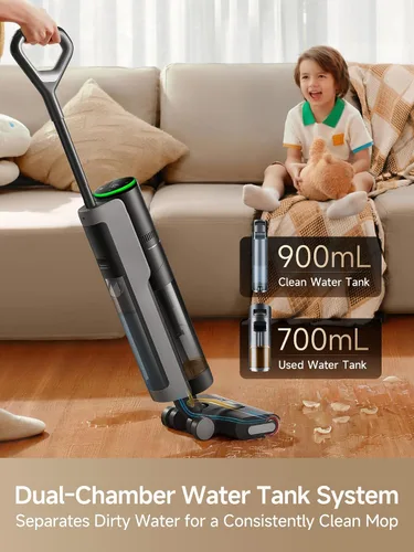 Vista 7 de DREAME H12 PRO - Aspiradora para suelos duros, aspiradora y trapeadora al mismo tiempo para suciedad húmeda y seca, autolimpieza automática