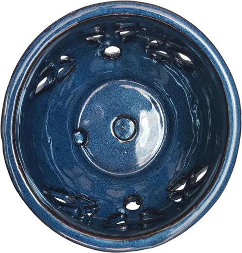 Vista 5 de W&W Maceta de orquídeas con agujeros y platillo para trasplantar, azul, 6.5 pulgadas