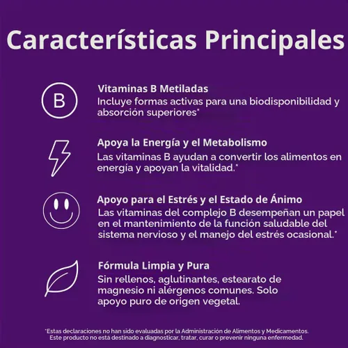 Vista 3 de Paradise Herbs & Essentials Earth's Blend Complejo B metilado 60 cápsulas
