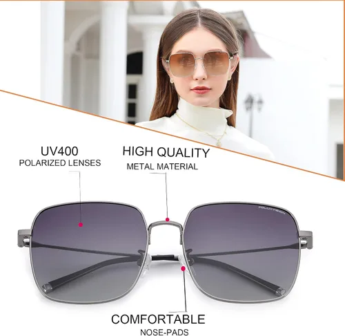 Vista 5 de KKP oversized polarized classic aviator sunglasses for women and men retro square classic trend sunglasses UV400
