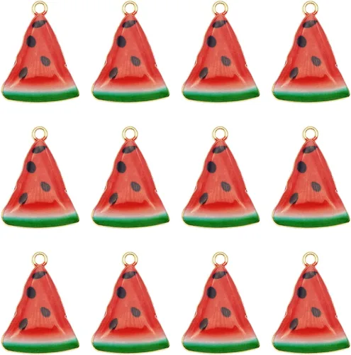 Vista 6 de JJG Race - Juego de 40 dijes chapados en oro surtidos de limón, sandía, naranja, fresa, manzana, delicados, colgantes de frutas para aretes