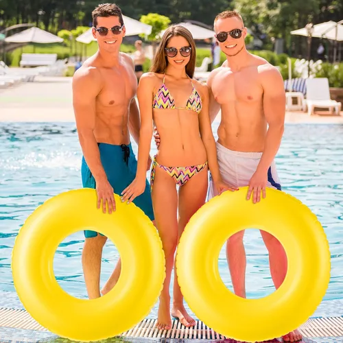 Vista 6 de Gemscream 8 flotadores inflables para piscina, tubo de piscina de 36 Amarillo
