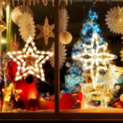 Vista 5 de Paquete de 2 luces de silueta de ventana de Navidad de 50 L, incluyendo: 1 estrella x 1 estrella de Belén