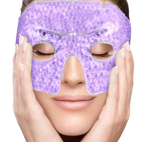 Vista 10 de Máscara facial de hielo + rodillo de jade, herramienta de masaje facial y cuello de belleza, rodillo facial de piedra y juego de máscara facial
