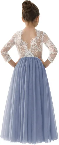 Vista 22 de 2Bunnies - Vestido de fiesta con tutú de tul, espalda de encaje de rosa, tipo A, para niñas Maxi sin mangas de encaje