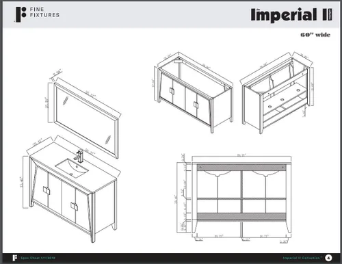 Vista 2 de Fine Fixtures Imperial Collection - Juego de gabinete de tocador de baño individual de 60 pulgadas, color ébano