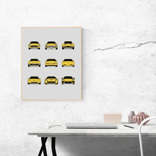 Vista 9 de Custom Car Posters Póster hecho a mano compatible con Chevy Corvette Generations e impresión de Chevrolet Corvette (C1 C2 C3 C4 C5 C6 C7 C8) – 2A.