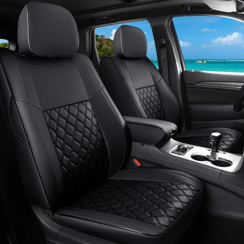 Vista 11 de Huidasource Fundas de asiento para Jeep Grand Cherokee, 2 piezas de cuero impermeable personalizado para asientos de coche, protectores compatibles