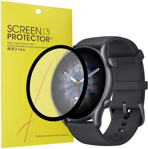 Vista 4 de Lamshaw Protector de pantalla suave de PET de cobertura completa 3D (paquete de 3) compatible con Amazfit GTR 3 Pro/GTR 3 Smartwatch