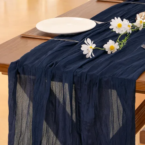 Vista 10 de Socomi - Camino de mesa de gasa, estilo bohemio y rústico, para primavera, Pascua, bodas, fiestas, baby showers y decoración, 120 pulgadas/10 pies