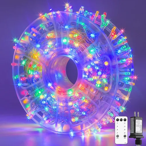 Vista 47 de JMEXSUSS 200 luces LED de Pascua al aire libre e interior para decoraciones, 66 pies conectables pastel luces de Pascua cadena de alambre