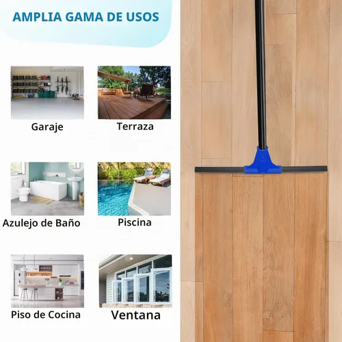 Vista 8 de Escurridor de Piso con Mango Telescópico Largo de 59'', Escoba de Goma Resistente de 18" para Hormigón, Azulejos de Baño, Garaje, Terraza