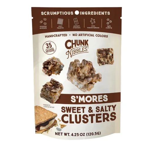 Vista 9 de Chunk Nibbles S'mores Snack Clusters - Golosinas inspiradas en fogatas con malvaviscos, galletas Graham, pretzels y chocolate, lote pequeño, hecho a