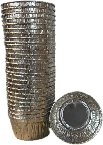 Vista 2 de Moldes de aluminio para magdalenas de 4 onzas, moldes de aluminio desechables, aptos para congeladores y hornos, redondos de 3.5 pulgadas (50)